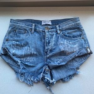 One Teaspoon Denim Bandits Shorts Size 25